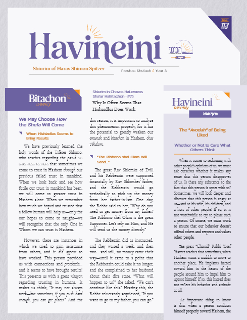 Havineini — Parshas Shlach/Korach