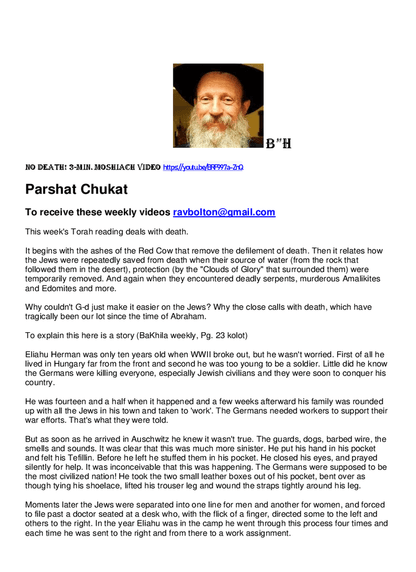 Rabbi Tuvia Bolton — Parshas Korach-Chukas