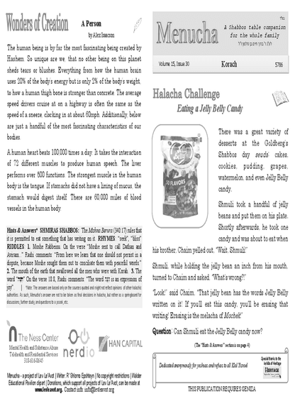 Menucha Magazine — Parshas Korach