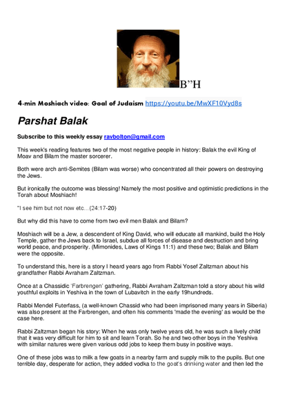 Rabbi Tuvia Bolton — Parshas Balak