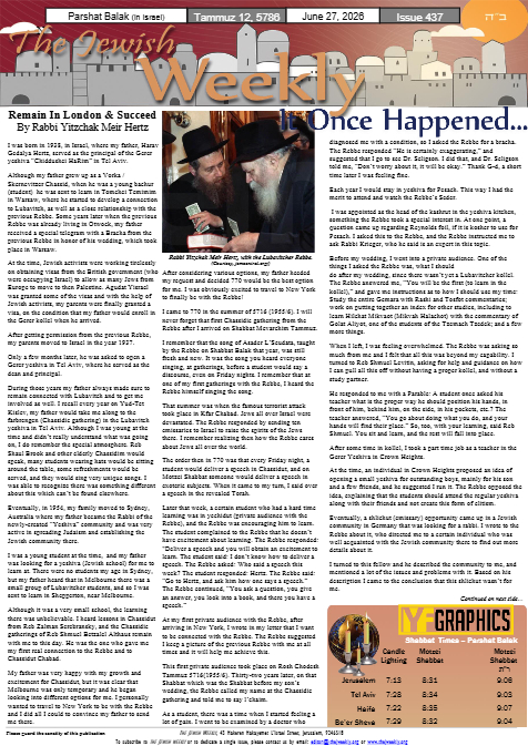 The Jewish Weekly — Parshas Chukas-Balak