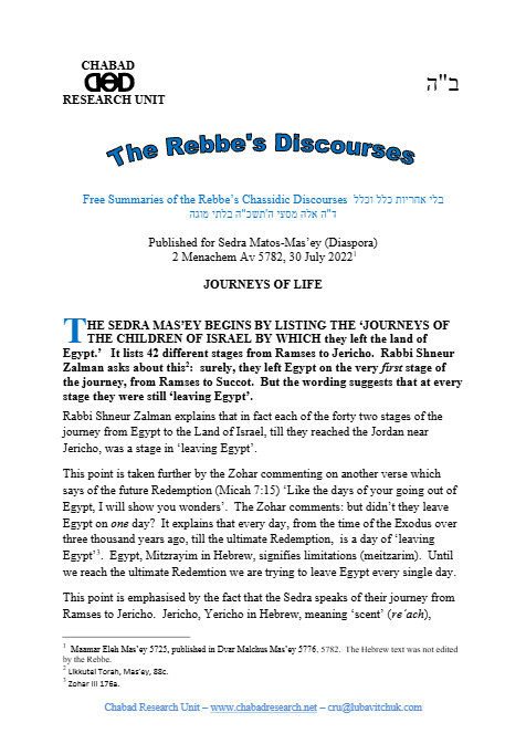 Chabad Research Unit — Parshas Matos-Massei