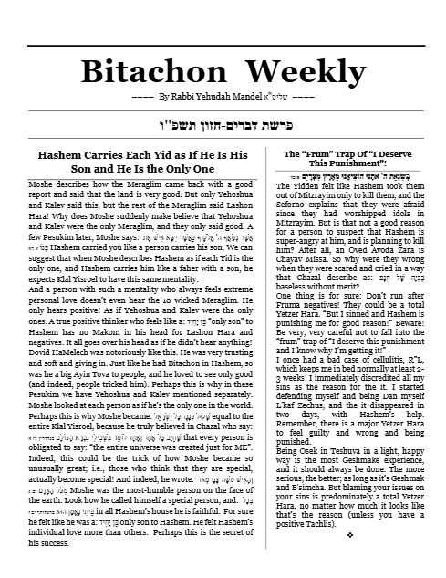 Bitachon Weekly — Parshas Devorim